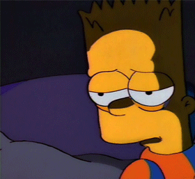 Bart Simpson trying to stay awake in the dark