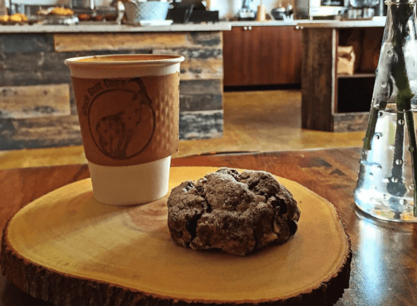 Black Goat Cafe cookie and coffee.