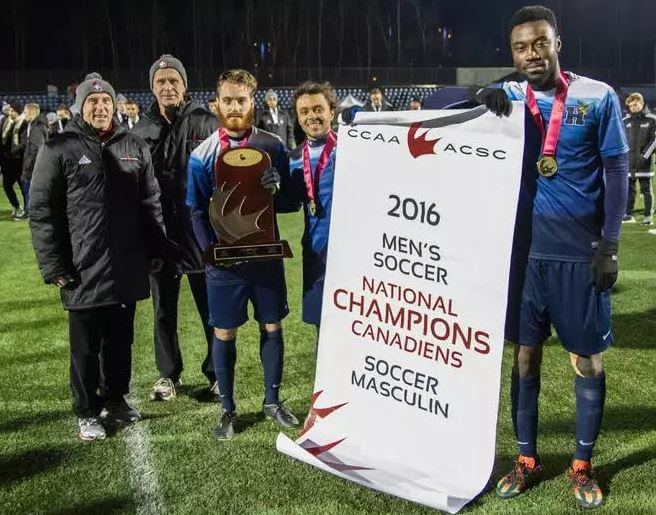 Humber team wins the 2016 Men's Soccer National Champions at the CCAAs