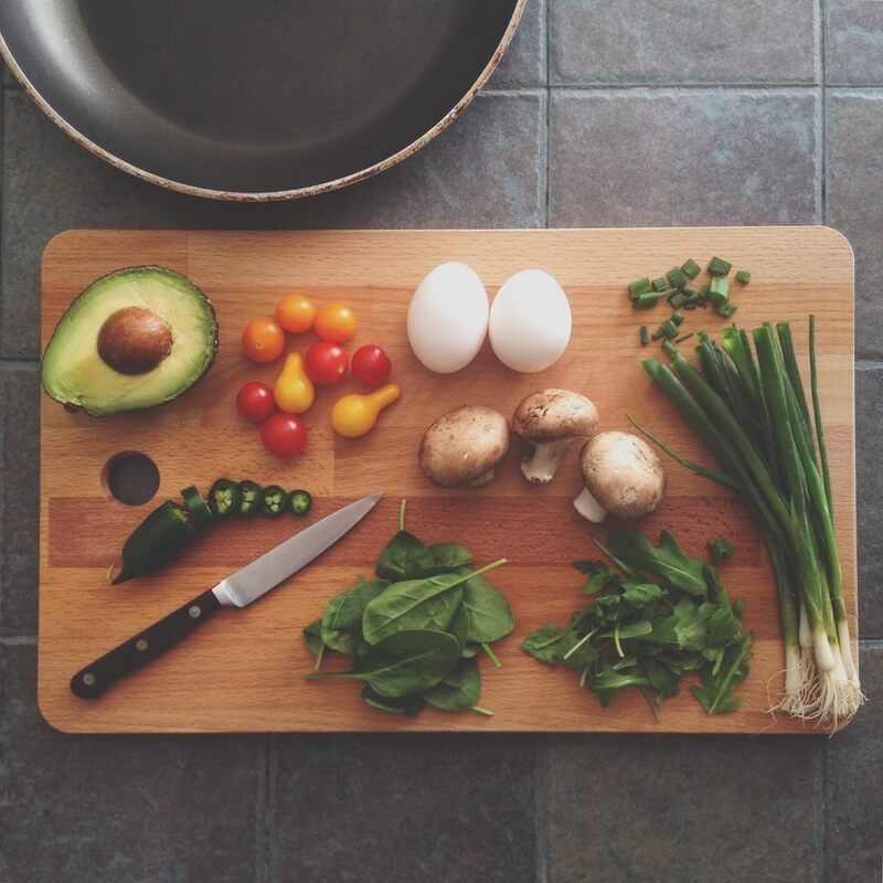 Fresh ingredients on a chopping board