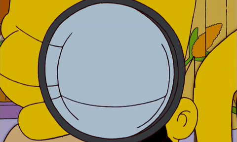 The Simpson TV series character, Homer Simpson, with magnifying glass