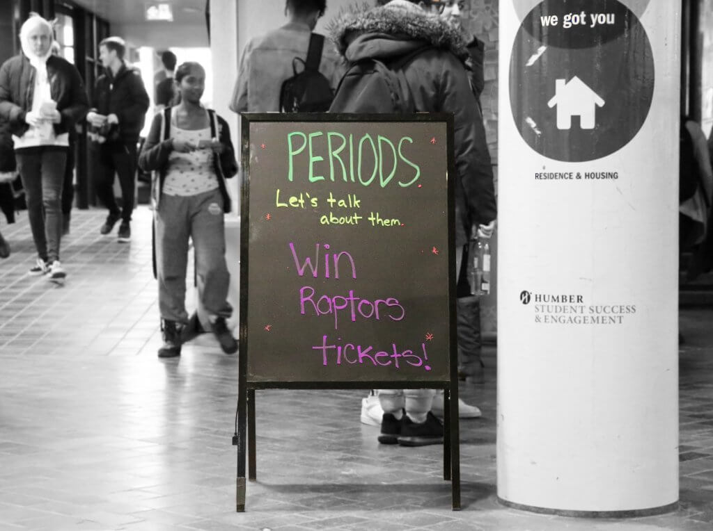 Humber College's IGNITE Period promotion sign
