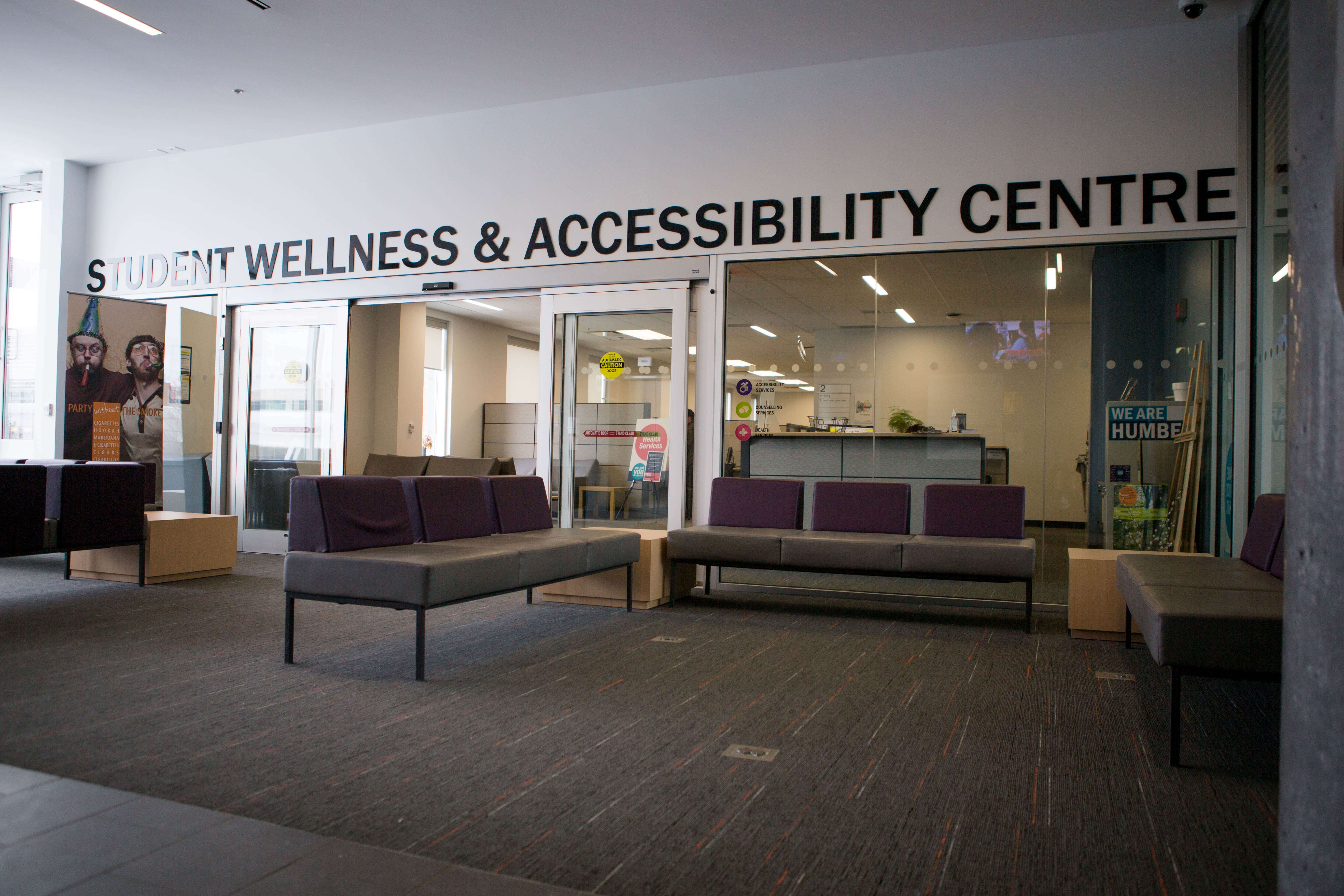 Entrance area to the Humber Student Wellness & Accessibility Centre.
