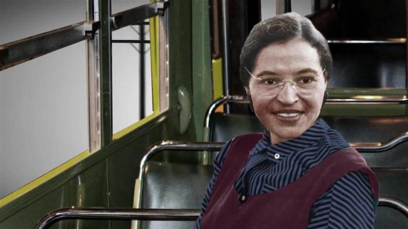 Photo of Rosa Parks on bus