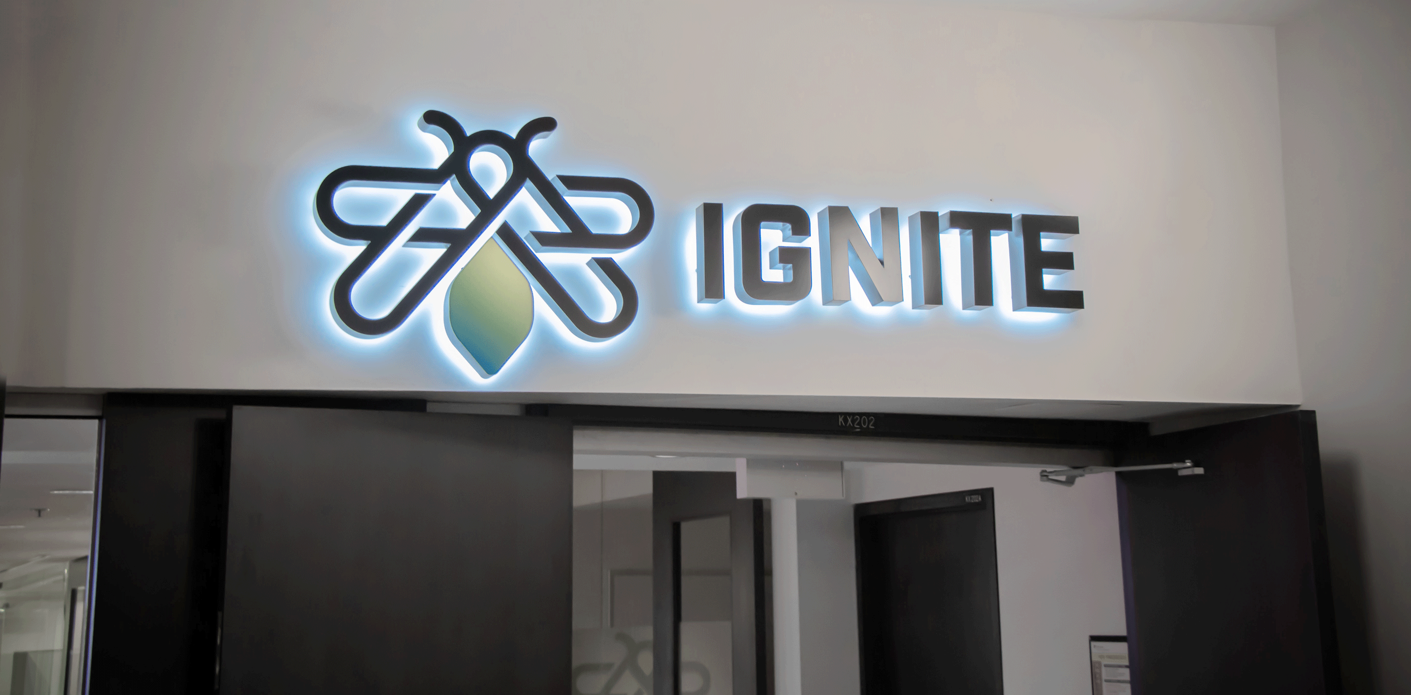 IGNITE logo outside the office