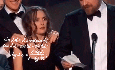 Gif of Winona Ryder appearing comically confused with math equations drawn around her.