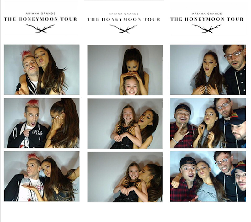 Photo strips of Ariana Grande during Honeymoon Tour with fans