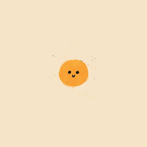 a bright yellow smiley face bounces on a pastel background.