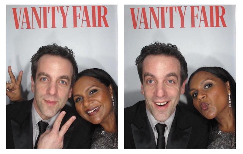 Vanity Fair photobooth with actors, B.J. Novak and Mindy Kaling