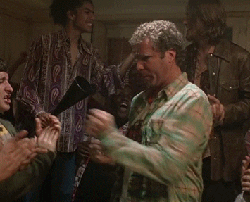Will Farrell in, "Old School" punches the air at a college party.
