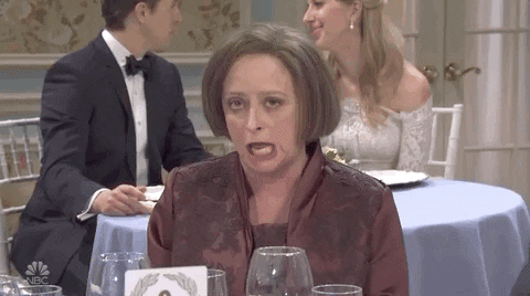Rachel Dratch as "Debbie Downer" on "Saturday Night Live" says, "Not buying it."