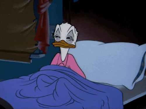 Donald Duck goes back to bed.