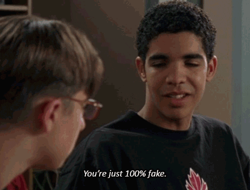 Drake says, "You're just 100 per cent fake."