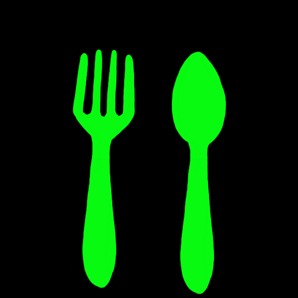 A spoon and a fork form a heart.