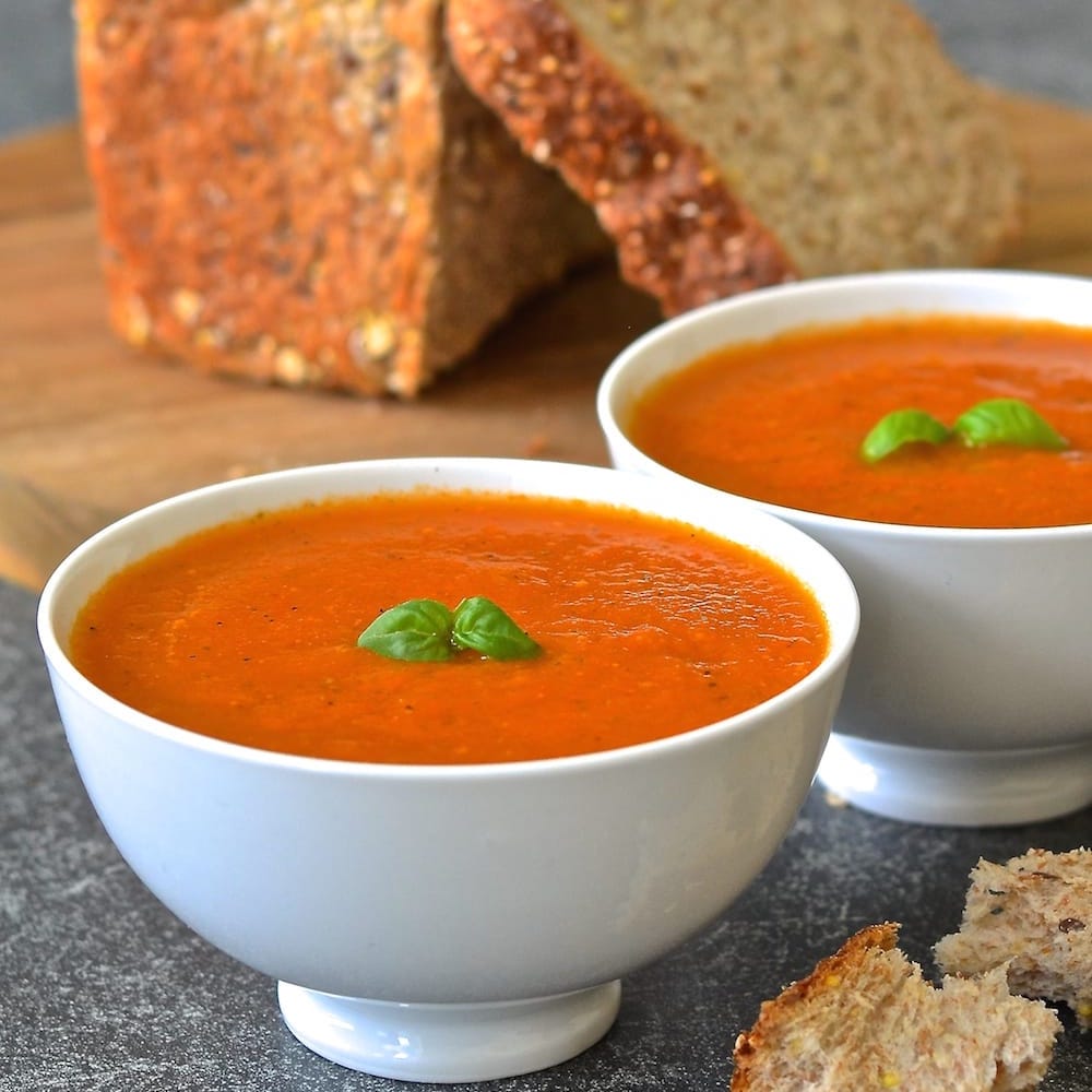 Vegan tomato basil soup.