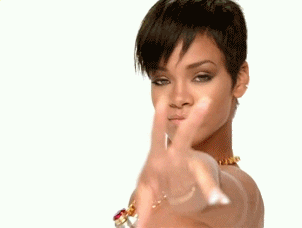Rihanna winks.