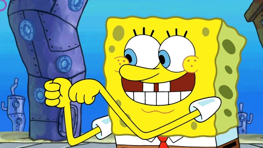 Spongebob Squarepants gives a thumbs up.