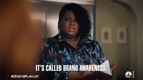 A person says, "It's called brand awareness."