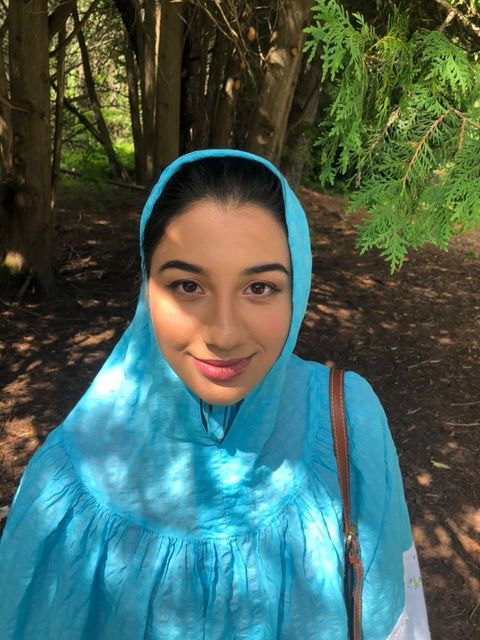 Alefia Abdulhusein wearing a blue hijab.