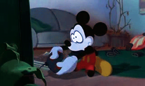 Mickey Mouse plays video games.