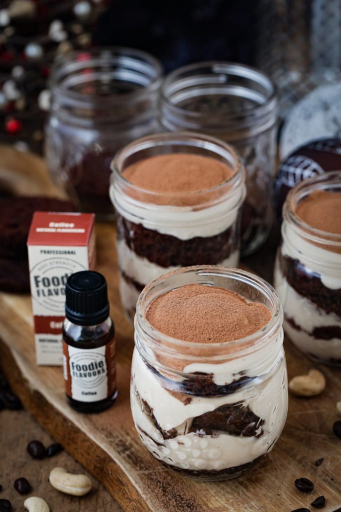 Hot chocolate mix in jars.