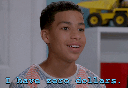 Boy saying: "I have zero dollars."
