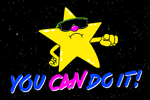 A cartoon star gives a thumbs up and says "You can do it!"