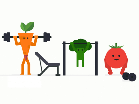 Vegetables working out.