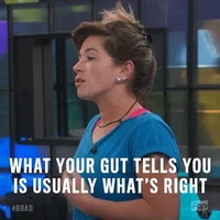 Woman says, " What your gut tells you is usually what's right."