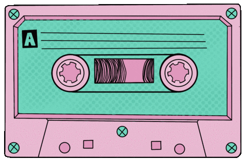 Retro pink music tape.