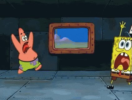 Two animated characters running around while screaming in panic.