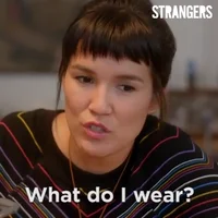 Woman saying: What do I wear?