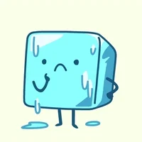 An icecube melting.
Text: ???