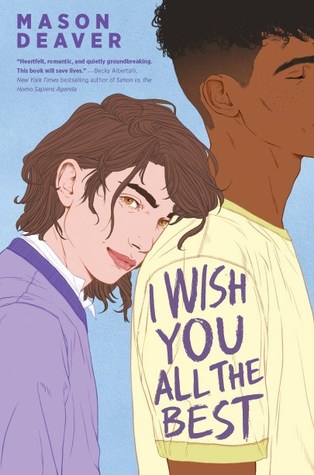 blue cover page of "I Wish You All the Best" with Ben De Backer leaning on the back of Nathan.