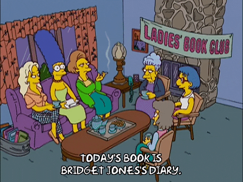 Marge from the "Simpson"  is hosting a ladies book club for her friends.

Marge Simpson Smoking GIF