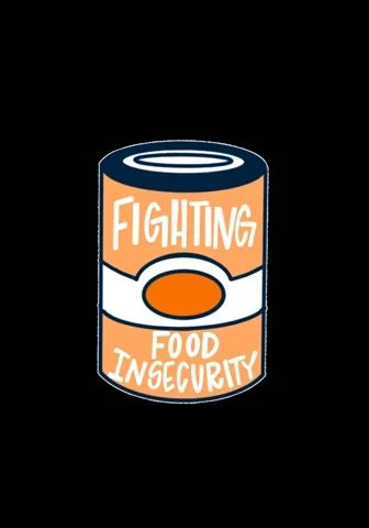 Animated soup can that says "Fighting food insecurity" 