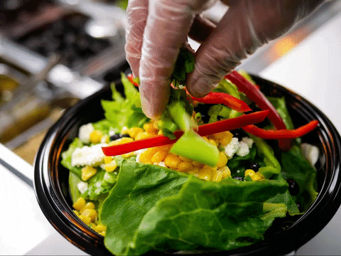 Someone is adding scallion to a salad bowl. (food spots)

Lunch Salad GIF