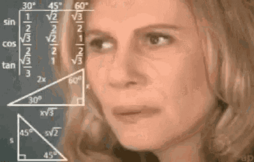 A woman looks confused while math equations float around her