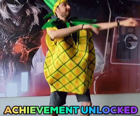 pineapple guy celebrating dream job