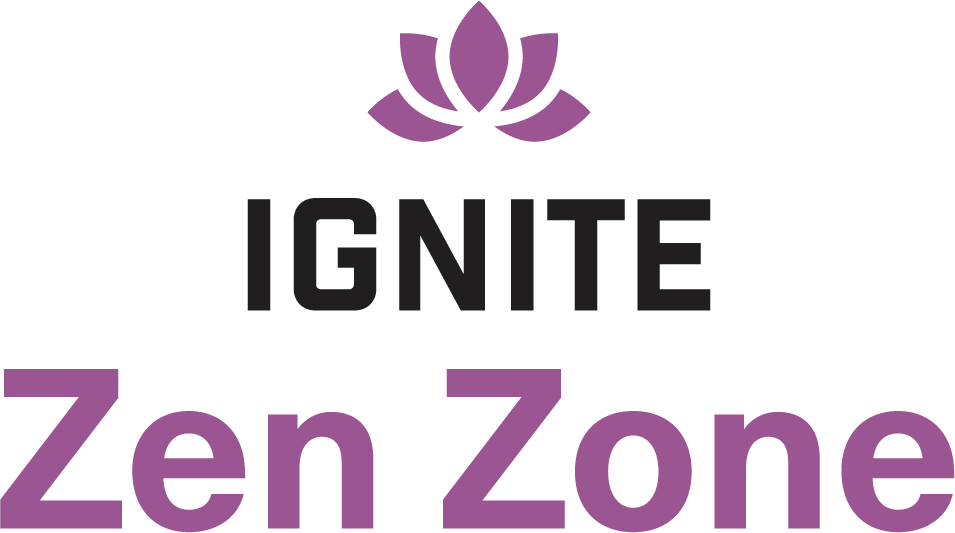 a purple lotus flower above the words "Ignite Zen Zone"