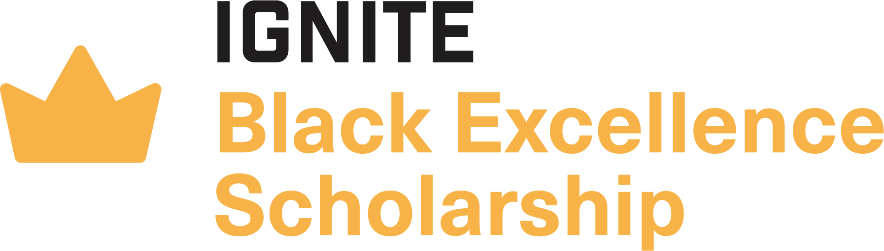 Orange crown icon with orange "black excellence scholarship"