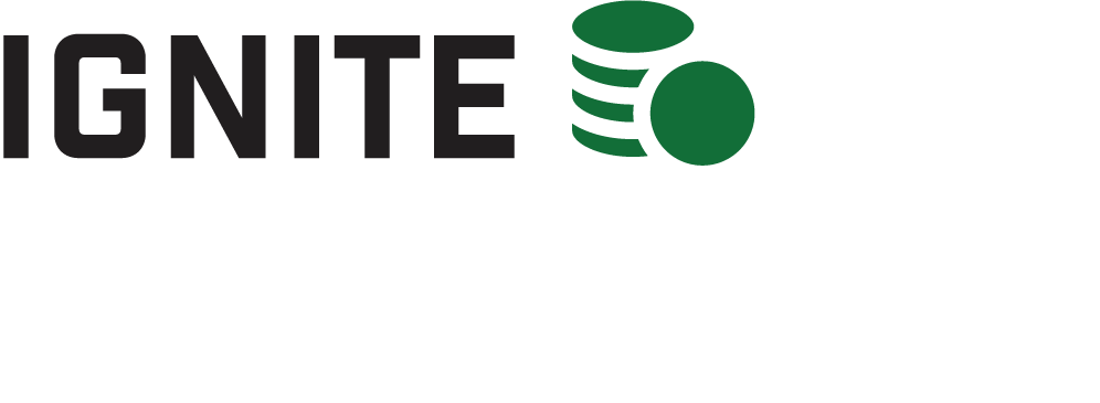 Logo for Ignite Tax Clinic featuring a green coins.