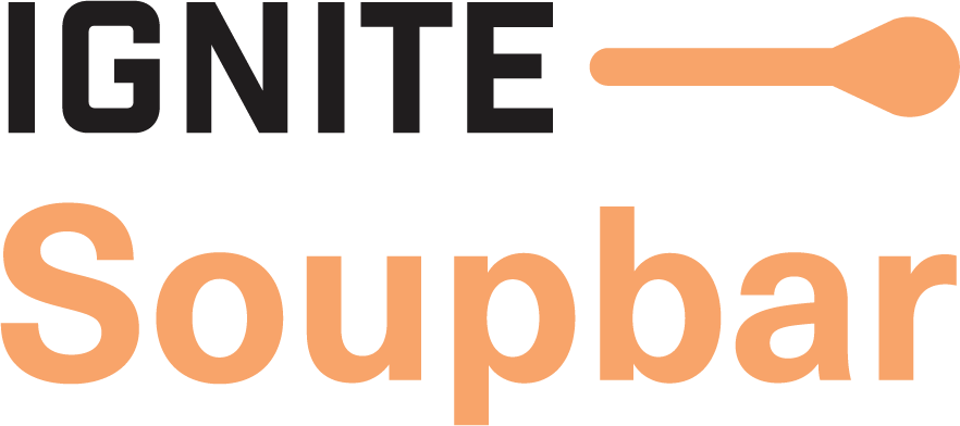 a spoon in between the words "Ignite" and "Soupbar"
