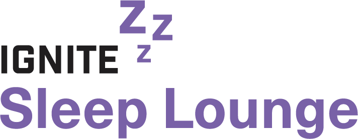 Logo reading "IGNITE Sleep Lounge" with three "Z" symbols above the text.