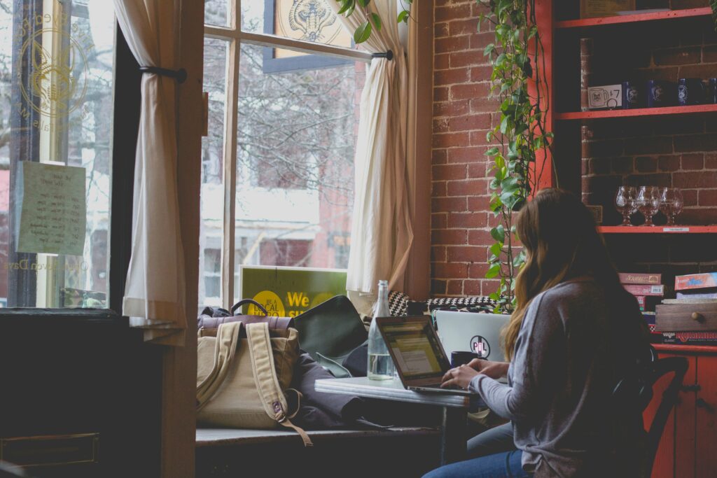 A person using their laptop.