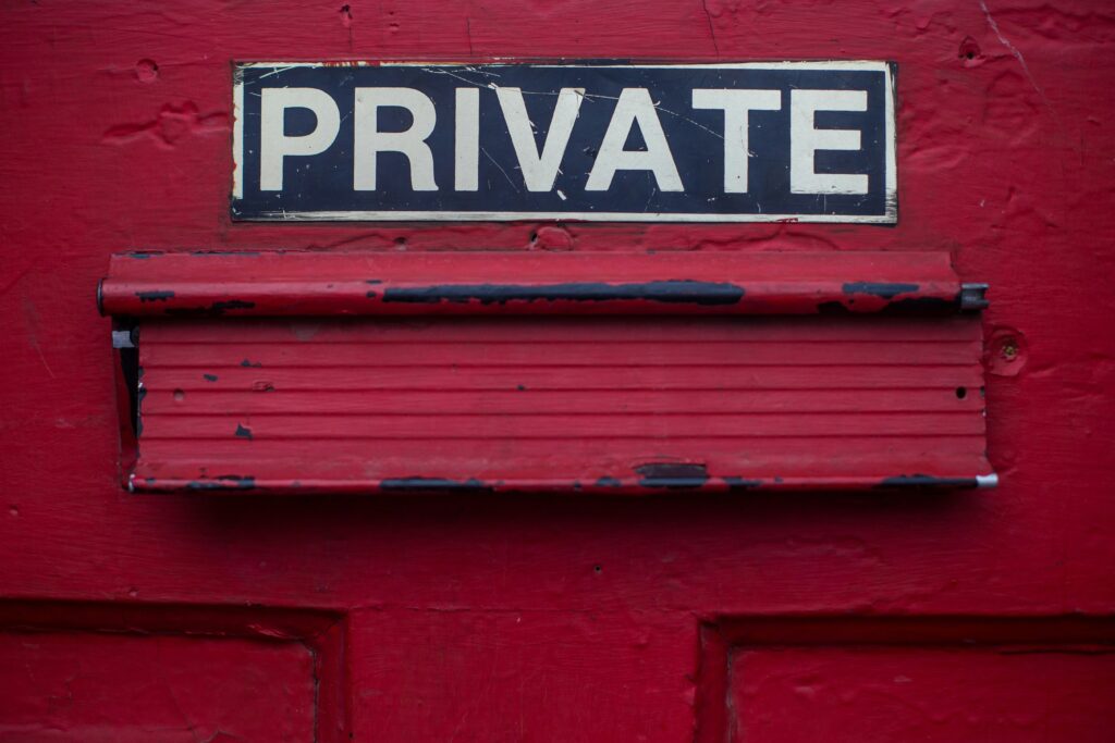 A private signage door.