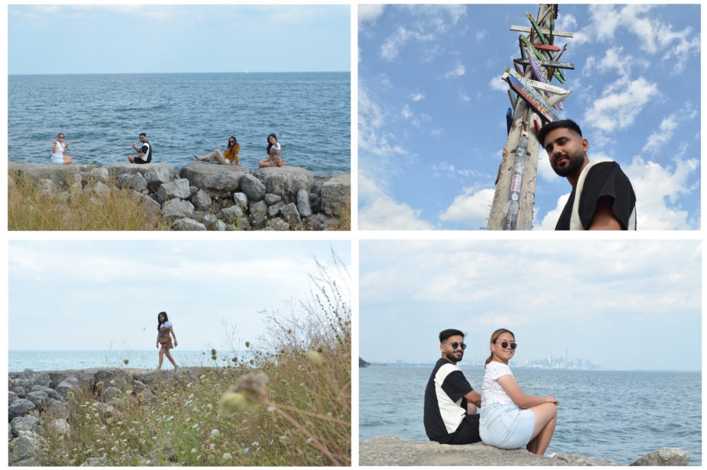 A collage of photos taken by the Lake Ontario at Samuel Smith Park.