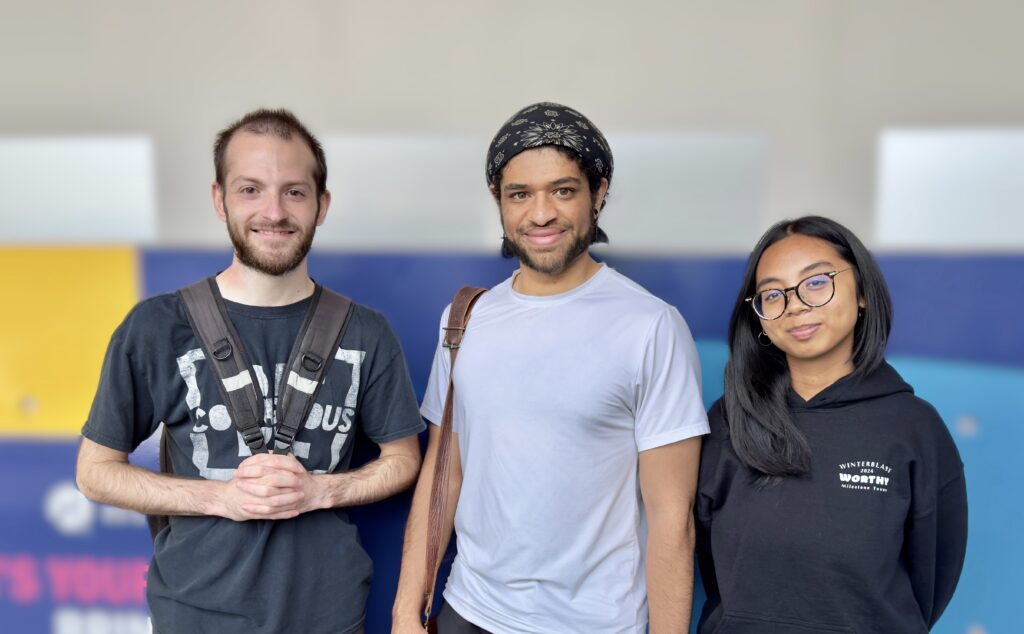 Joel Waddell, Christopher Besla and Selene Remular, students that give advice on how to cope up with stress.