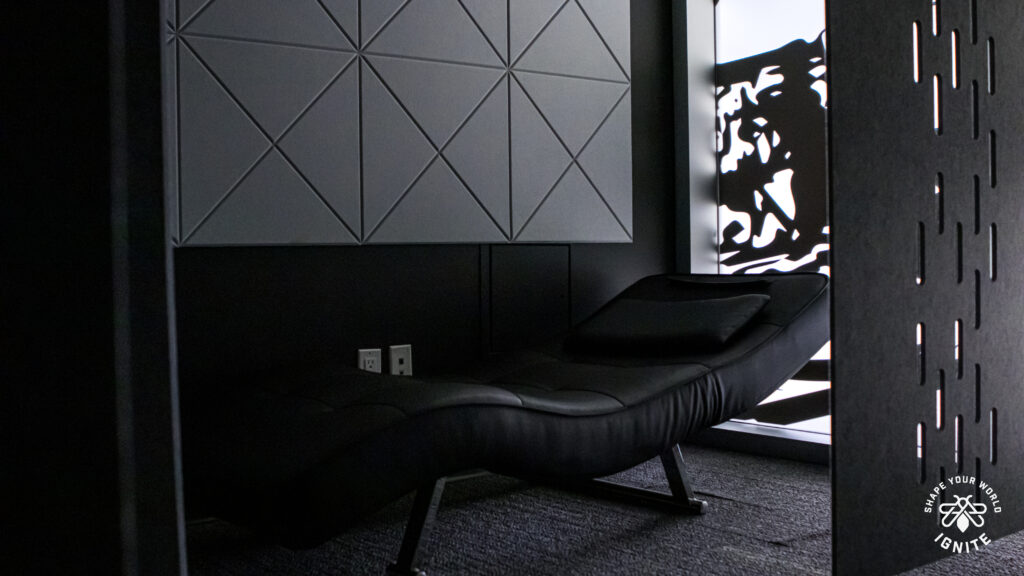 A bed in the IGNITE Sleep Lounge.