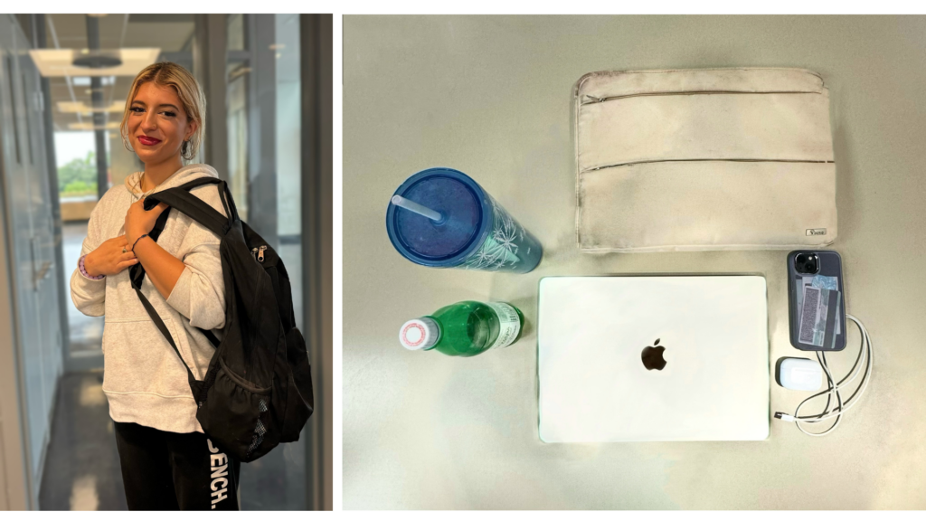 Nadia De Jesus with her bag essentials